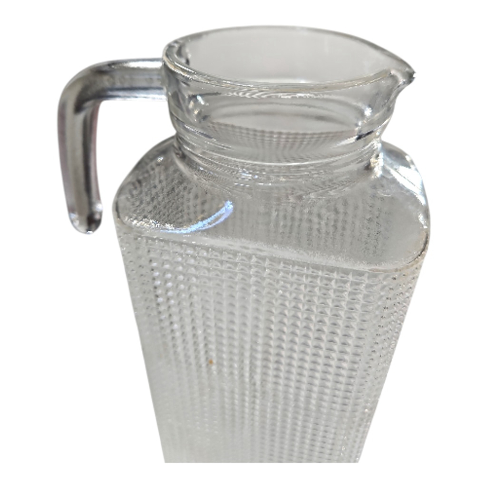 Vintage Circleware Frigo Glass Pitcher Textured Clear Retro Water Juice Carafe